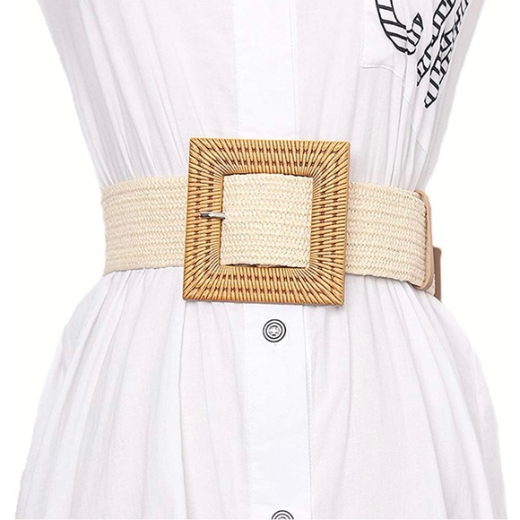 WHIPPY 3 Pack Straw Woven Elastic Stretch Waist Belt Fashion Boho Dress Braide - Picture 2 of 8